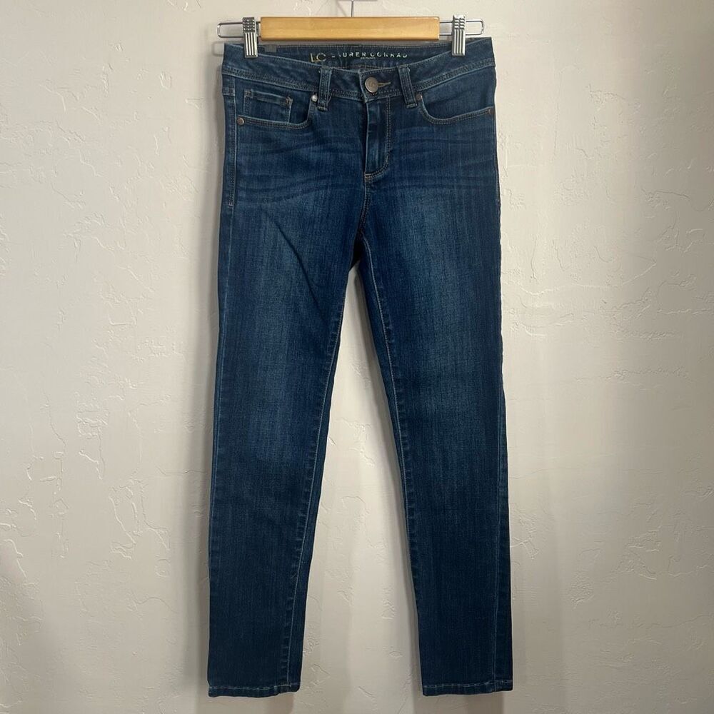 LC Lauren Conrad Jeans Women's Size 2 Blue Denim Skinny Pants Low Rise Pockets